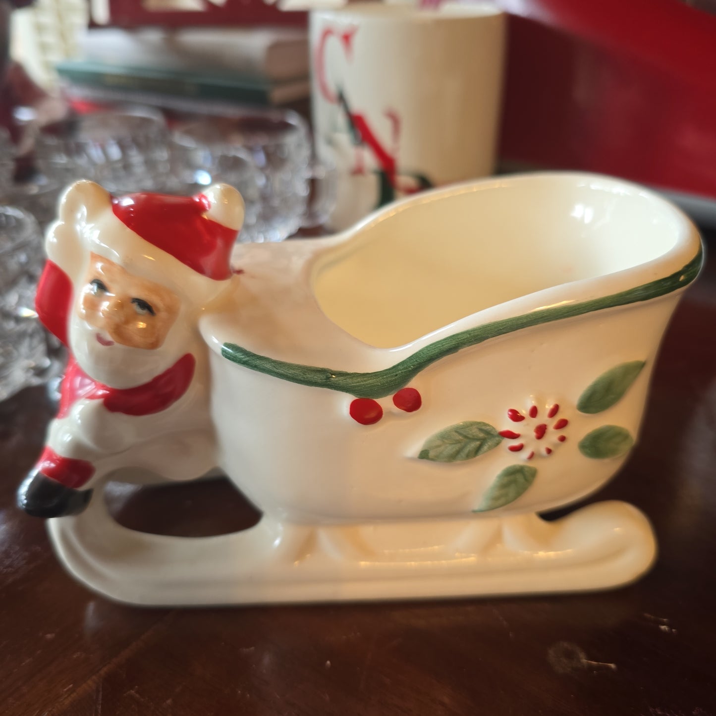 Mount Clemons Pottery Santa Sleigh Candy/Nut Dish