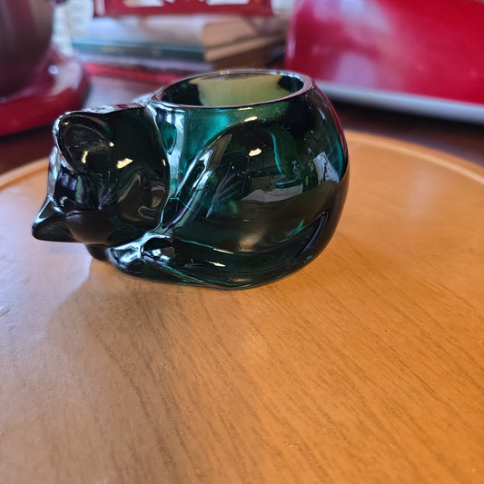 Teal Indiana glass Kitten Votive