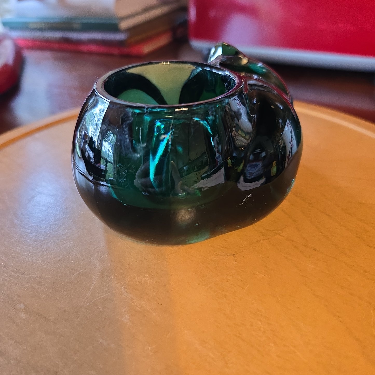 Teal Indiana glass Kitten Votive