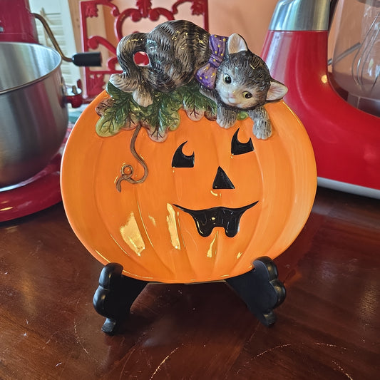 Fitz and Floyd Kitten Halloween plate